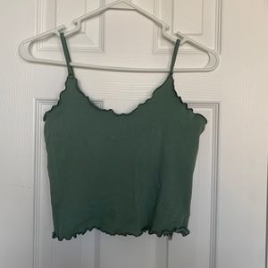 Topshop Cropped Lettuce-Hem Tank Top